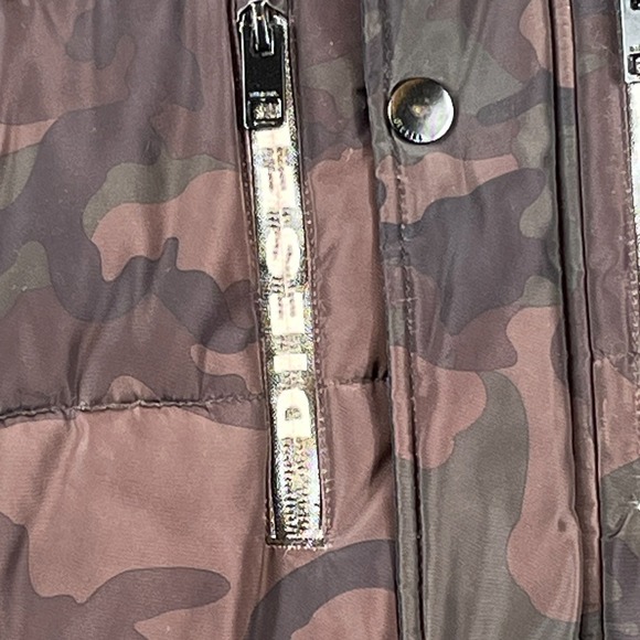 Diesel Men S Camo Quilted Puffer Jacket Hooded Faux Fur Brown Black Fleece Lined - Picture 2 of 16